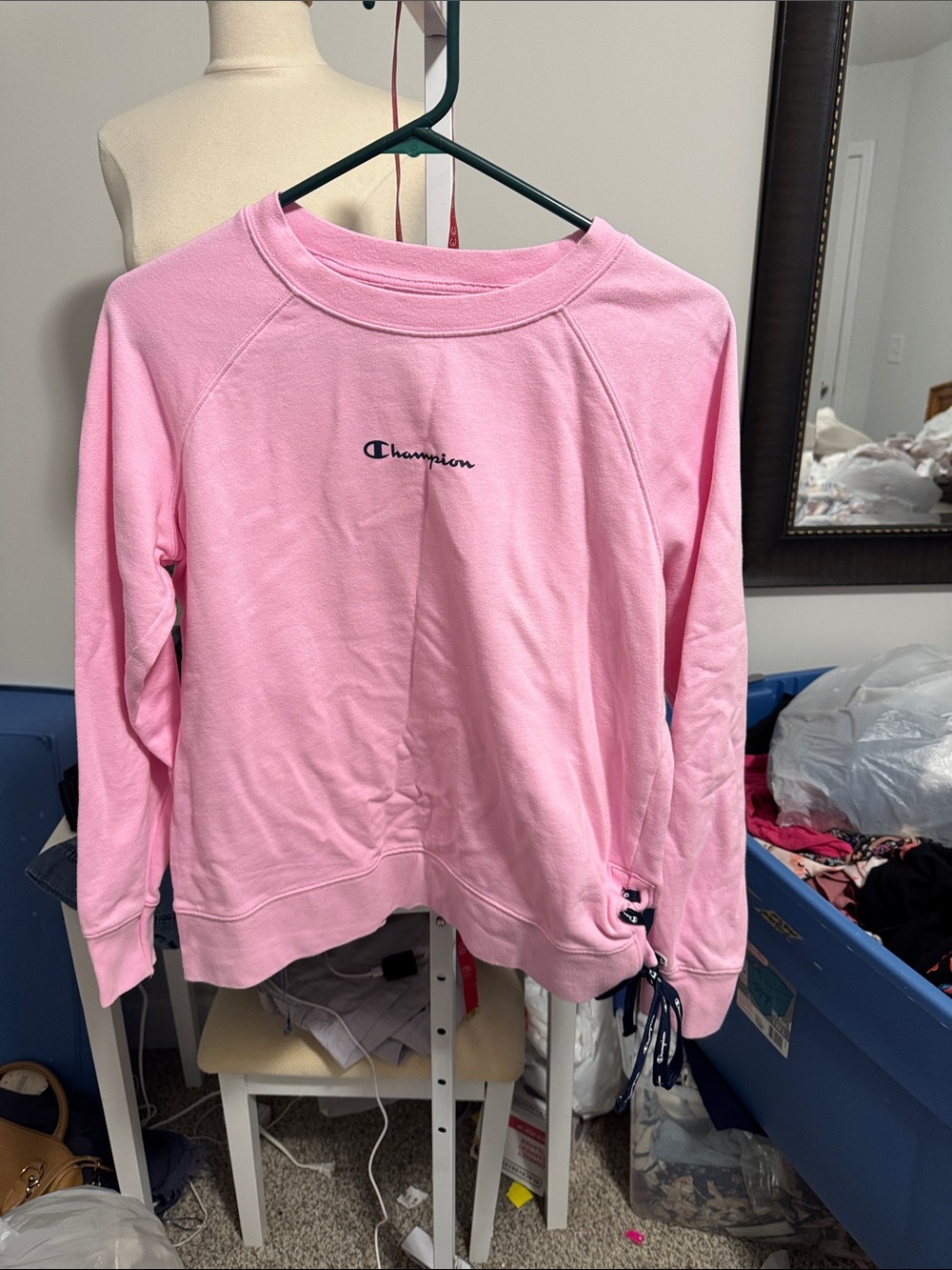 Champion Light Pink Crewneck Sweatshirt with Side Tie